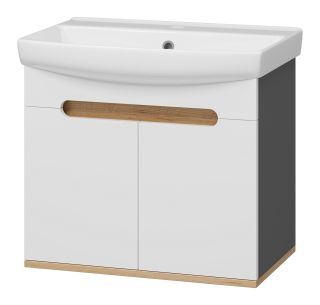 Подвесная тумба под раковину Misty Сканди 60см белый/дуб крафт золотой/антрацит